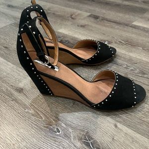 Black Microsuede Halogen Wedge Heels Size 11 (fits like 10)